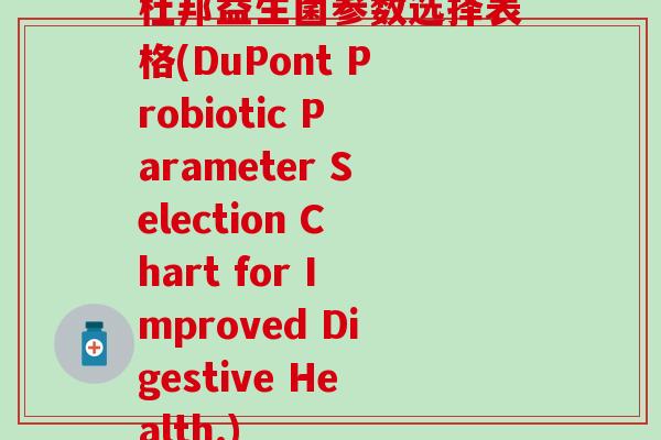 杜邦益生菌参数选择表格(DuPont Probiotic Parameter Selection Chart for Improved Digestive Health.)