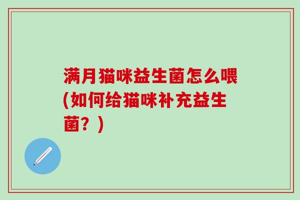 满月猫咪益生菌怎么喂(如何给猫咪补充益生菌？)