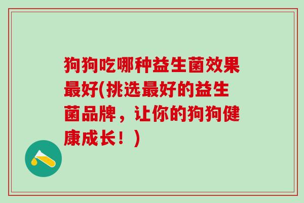 狗狗吃哪种益生菌效果好(挑选好的益生菌品牌，让你的狗狗健康成长！)