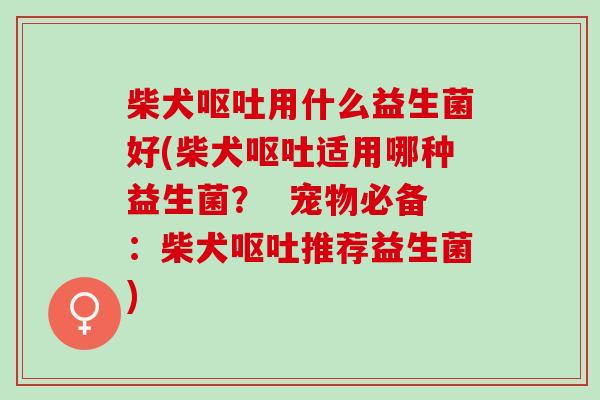 柴犬用什么益生菌好(柴犬适用哪种益生菌？  宠物必备：柴犬推荐益生菌)