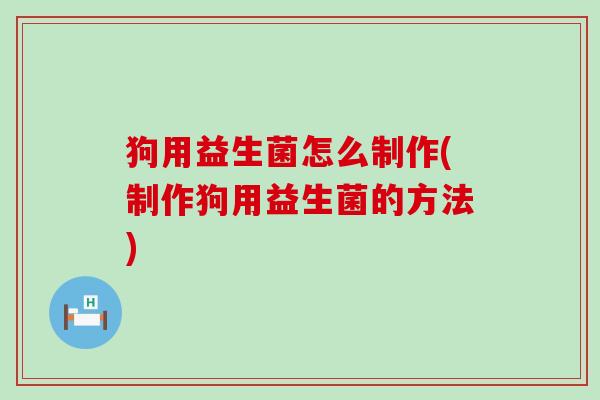 狗用益生菌怎么制作(制作狗用益生菌的方法)