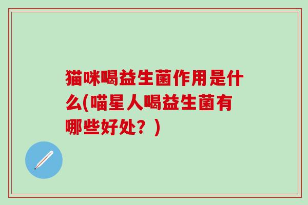 猫咪喝益生菌作用是什么(喵星人喝益生菌有哪些好处？)