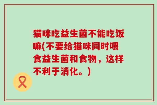 猫咪吃益生菌不能吃饭嘛(不要给猫咪同时喂食益生菌和食物，这样不利于消化。)