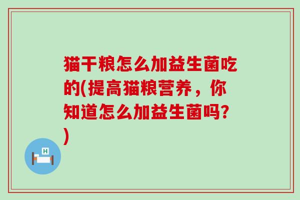 猫干粮怎么加益生菌吃的(提高猫粮营养，你知道怎么加益生菌吗？)