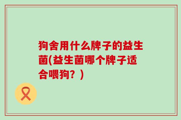 狗舍用什么牌子的益生菌(益生菌哪个牌子适合喂狗？)