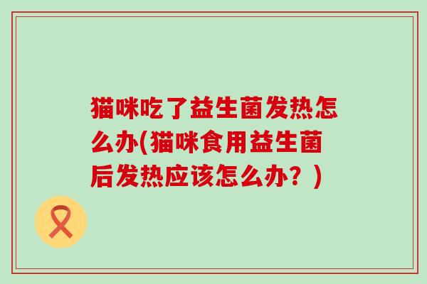 猫咪吃了益生菌发热怎么办(猫咪食用益生菌后发热应该怎么办？)