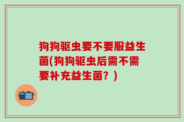 狗狗驱虫要不要服益生菌(狗狗驱虫后需不需要补充益生菌？)