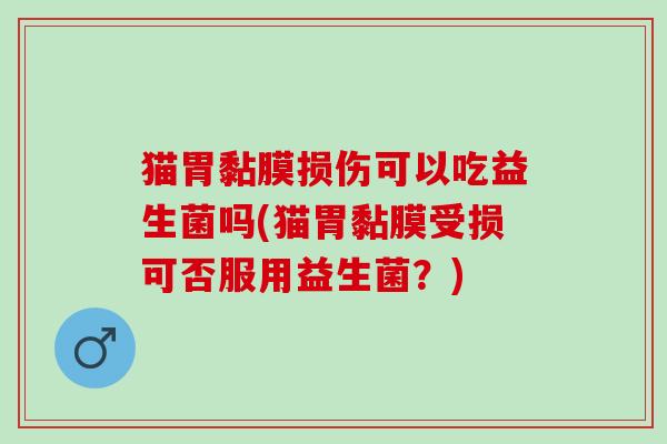 猫胃黏膜损伤可以吃益生菌吗(猫胃黏膜受损可否服用益生菌?) 猫胃黏膜损伤可以吃益生菌吗(猫胃黏膜受损可否服用益生菌?)