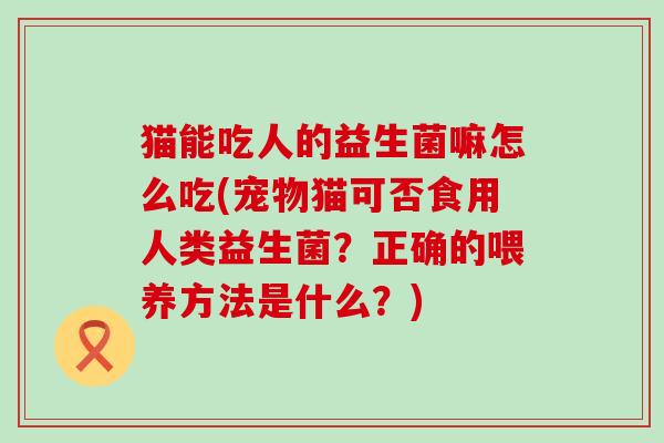 猫能吃人的益生菌嘛怎么吃(宠物猫可否食用人类益生菌？正确的喂养方法是什么？)