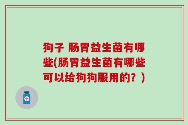 狗子 肠胃益生菌有哪些(肠胃益生菌有哪些可以给狗狗服用的？)