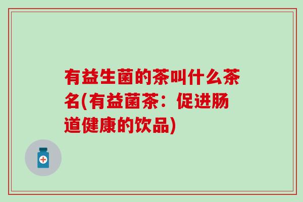 有益生菌的茶叫什么茶名(有益菌茶：促进肠道健康的饮品)