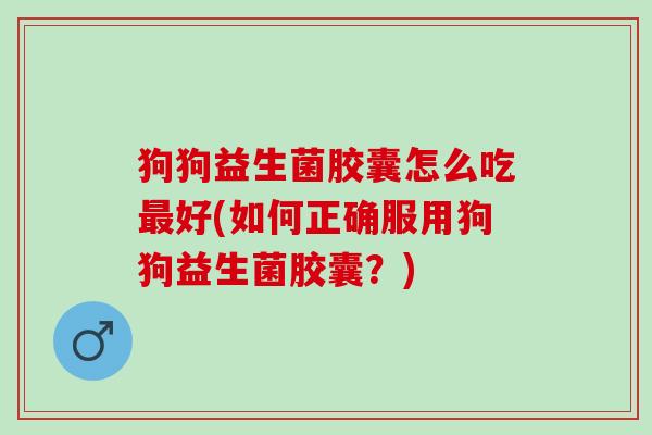 狗狗益生菌胶囊怎么吃好(如何正确服用狗狗益生菌胶囊？)
