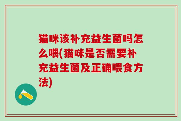 猫咪该补充益生菌吗怎么喂(猫咪是否需要补充益生菌及正确喂食方法)