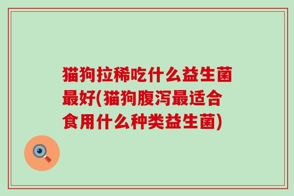 猫狗拉稀吃什么益生菌好(猫狗适合食用什么种类益生菌)