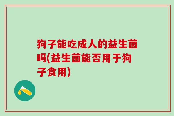 狗子能吃成人的益生菌吗(益生菌能否用于狗子食用)