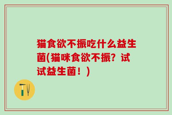 猫不振吃什么益生菌(猫咪不振？试试益生菌！)