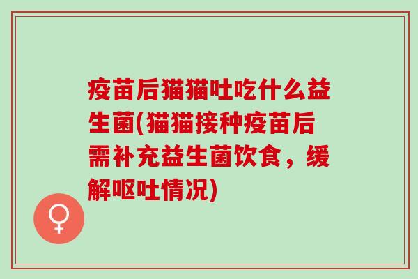 疫苗后猫猫吐吃什么益生菌(猫猫接种疫苗后需补充益生菌饮食，缓解情况)