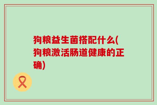 狗粮益生菌搭配什么(狗粮激活肠道健康的正确)