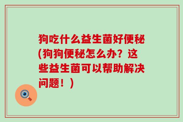 狗吃什么益生菌好(狗狗怎么办？这些益生菌可以帮助解决问题！)