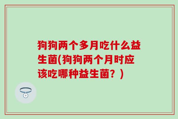 狗狗两个多月吃什么益生菌(狗狗两个月时应该吃哪种益生菌？)