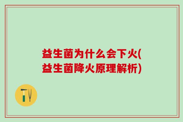 益生菌为什么会下火(益生菌降火原理解析)