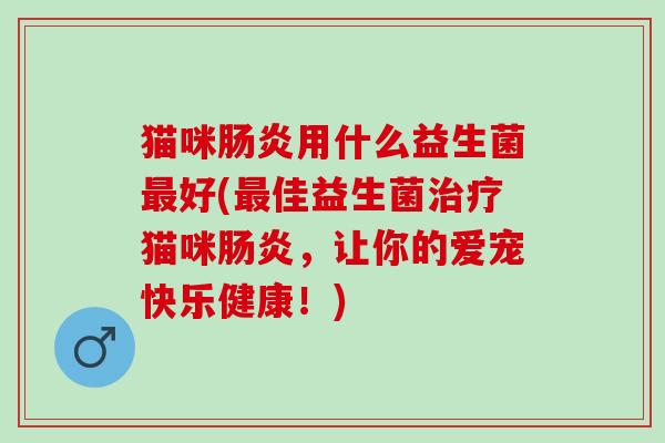 猫咪用什么益生菌好(佳益生菌猫咪，让你的爱宠快乐健康！)