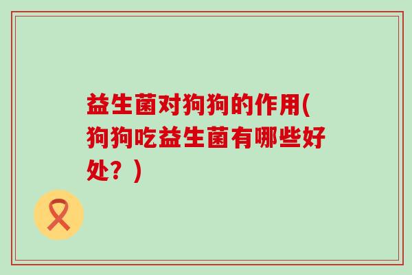 益生菌对狗狗的作用(狗狗吃益生菌有哪些好处？)