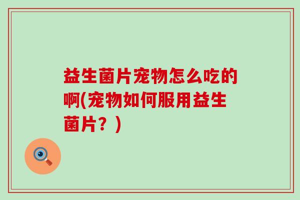 益生菌片宠物怎么吃的啊(宠物如何服用益生菌片？)