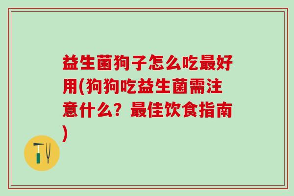 益生菌狗子怎么吃好用(狗狗吃益生菌需注意什么？佳饮食指南)