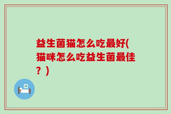 益生菌猫怎么吃好(猫咪怎么吃益生菌佳？)