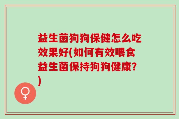 益生菌狗狗保健怎么吃效果好(如何有效喂食益生菌保持狗狗健康？)