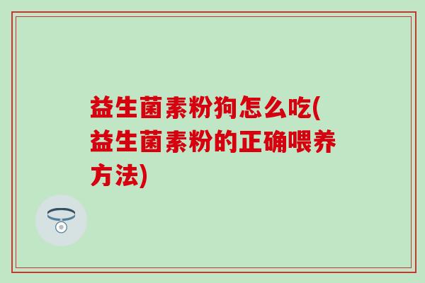 益生菌素粉狗怎么吃(益生菌素粉的正确喂养方法)