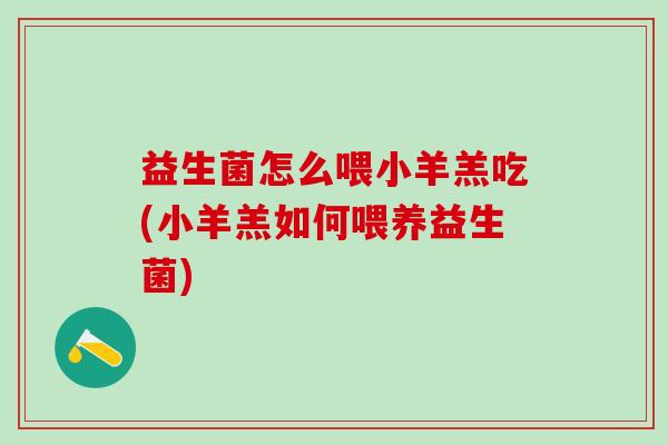 益生菌怎么喂小羊羔吃(小羊羔如何喂养益生菌) 益生菌怎么喂小羊羔吃(小羊羔如何喂养益生菌)