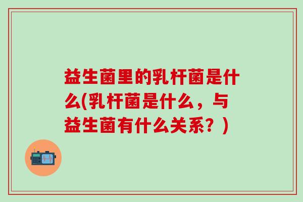 益生菌里的乳杆菌是什么(乳杆菌是什么，与益生菌有什么关系？)