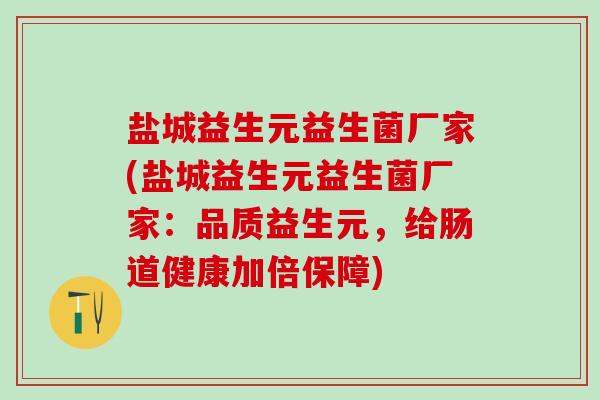 盐城益生元益生菌厂家(盐城益生元益生菌厂家：品质益生元，给肠道健康加倍保障)