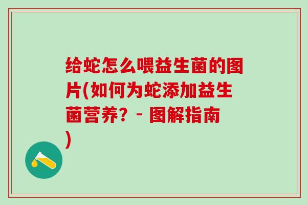 给蛇怎么喂益生菌的图片(如何为蛇添加益生菌营养？- 图解指南)