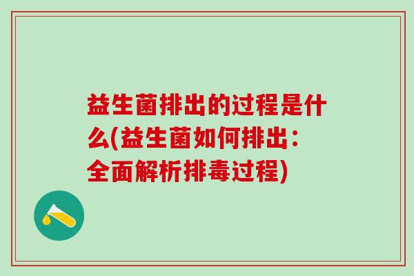益生菌排出的过程是什么(益生菌如何排出：全面解析过程)