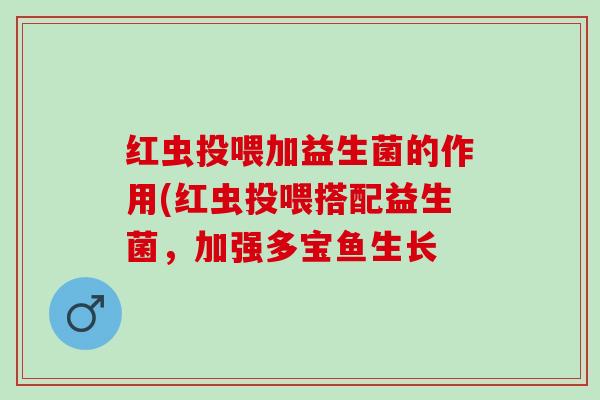 红虫投喂加益生菌的作用(红虫投喂搭配益生菌,加强多宝鱼生长 红虫投喂加益生菌的作用(红虫投喂搭配益生菌,加强多宝鱼生长