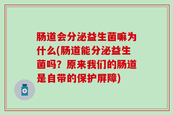 肠道会分泌益生菌嘛为什么(肠道能分泌益生菌吗？原来我们的肠道是自带的保护屏障)