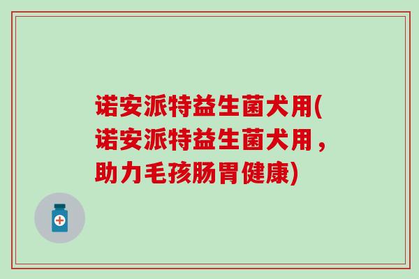 诺安派特益生菌犬用(诺安派特益生菌犬用，助力毛孩肠胃健康)