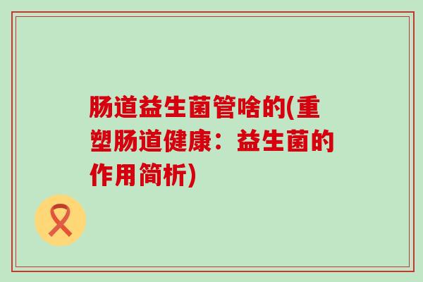 肠道益生菌管啥的(重塑肠道健康：益生菌的作用简析)