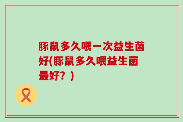 豚鼠多久喂一次益生菌好(豚鼠多久喂益生菌好？)