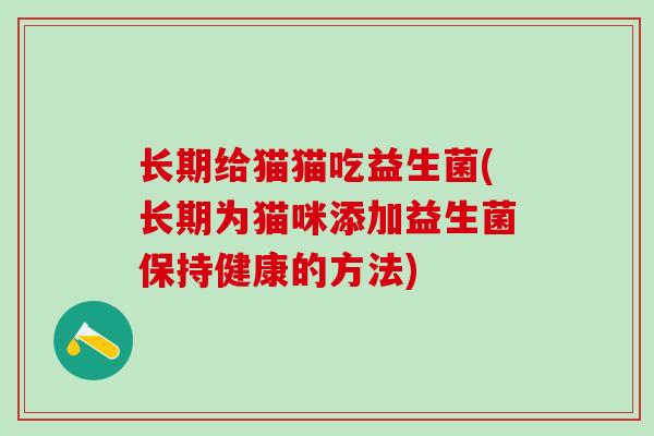 长期给猫猫吃益生菌(长期为猫咪添加益生菌保持健康的方法)