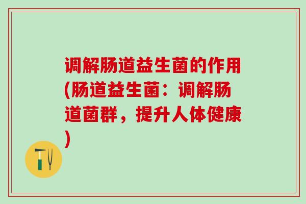 调解肠道益生菌的作用(肠道益生菌：调解肠道菌群，提升人体健康)