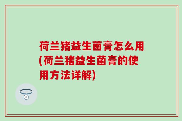 荷兰猪益生菌膏怎么用(荷兰猪益生菌膏的使用方法详解)