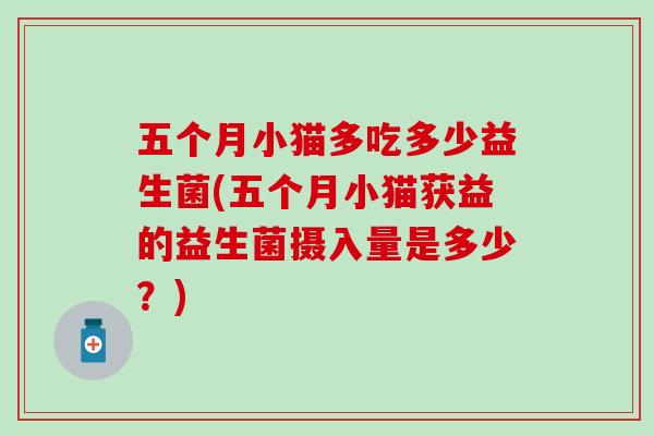 五个月小猫多吃多少益生菌(五个月小猫获益的益生菌摄入量是多少？)