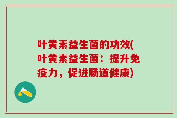 叶黄素益生菌的功效(叶黄素益生菌：提升力，促进肠道健康)