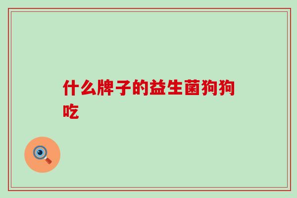 什么牌子的益生菌狗狗吃
