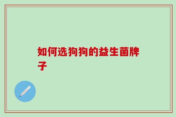 如何选狗狗的益生菌牌子