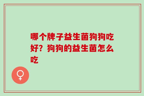 哪个牌子益生菌狗狗吃好？狗狗的益生菌怎么吃